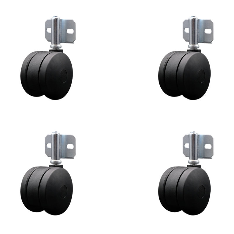Ensemble de 4 roulettes simples en nylon 3 pouces avec support de fixation latéral - 4 pièces
