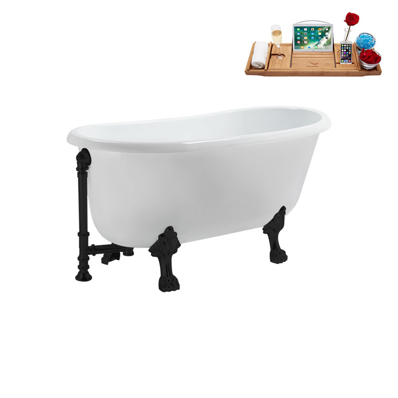 57.5'' x 29.5'' Soaking Acrylic Bathtub, Matte Black, Matte Black