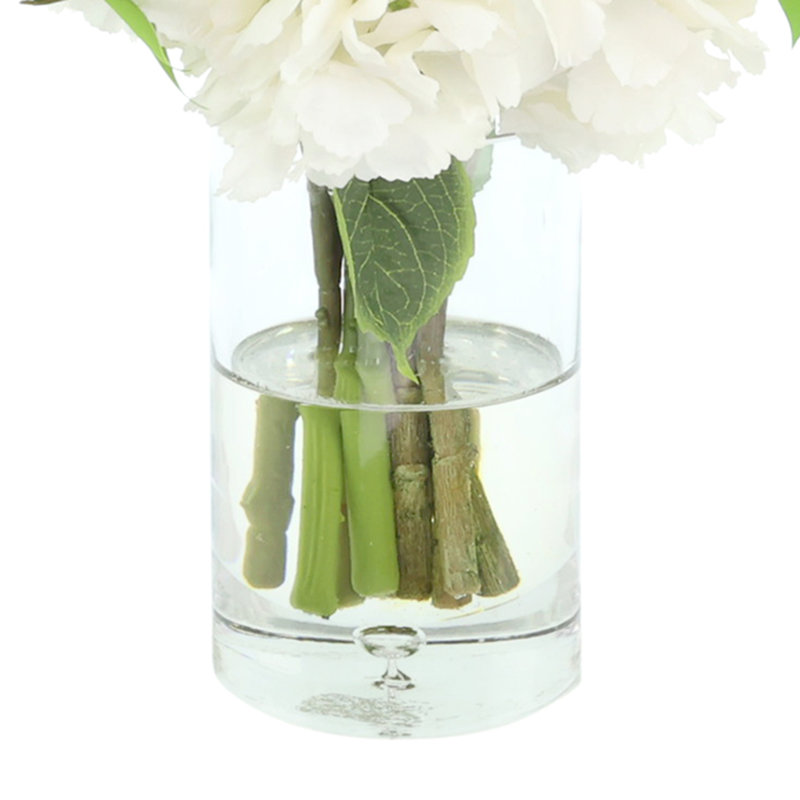 Hydrangeas and Viburnum Arranged in a Glass Vase