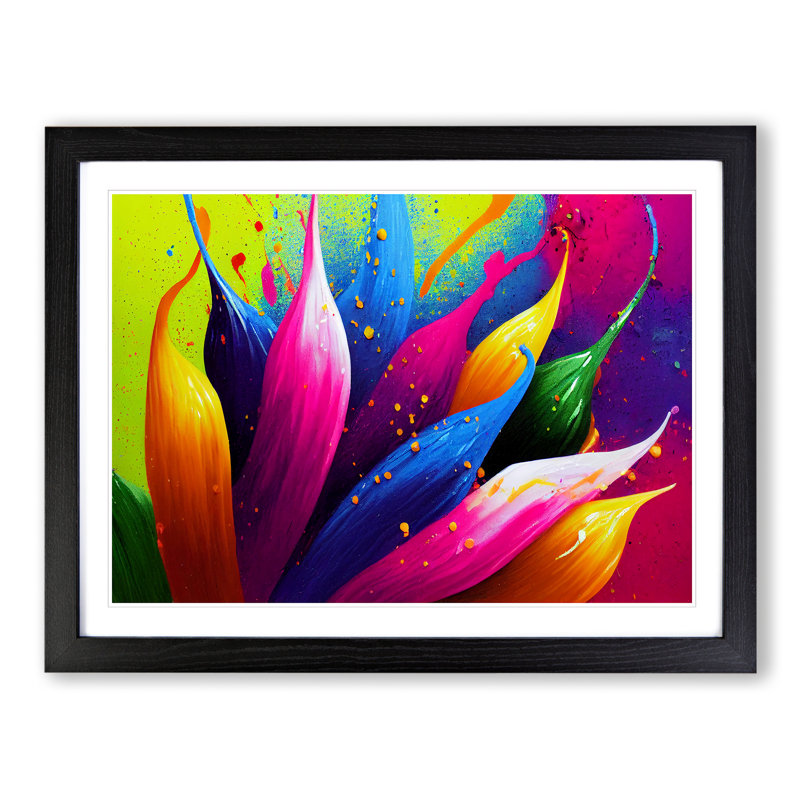 Dashing Flower Splash - Framed Print, Black, 46cm H x 64cm W x 2cm D