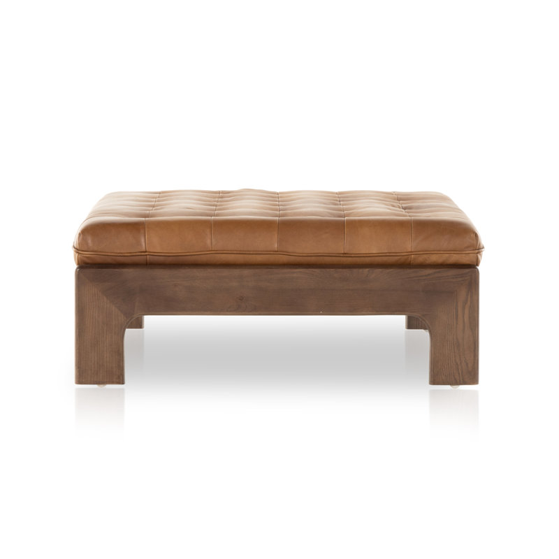 Cocktail Ottoman, Heirloom Sienna Genuine Leather
