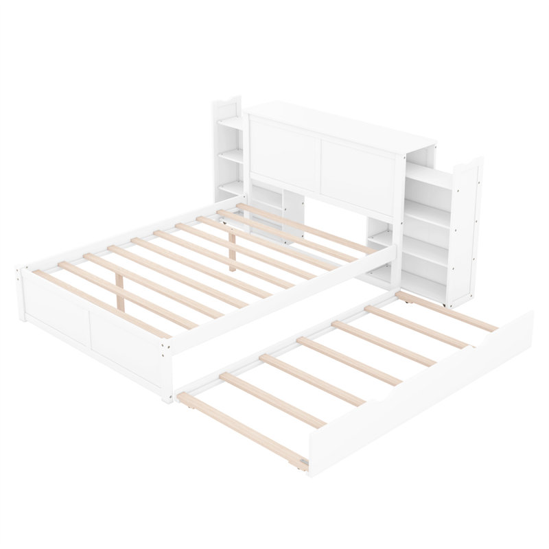 Lit plateforme avec rangement Salix, Double, Blanc