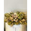 Bougeoir d'automne avec hortensias, roses séchées et blé