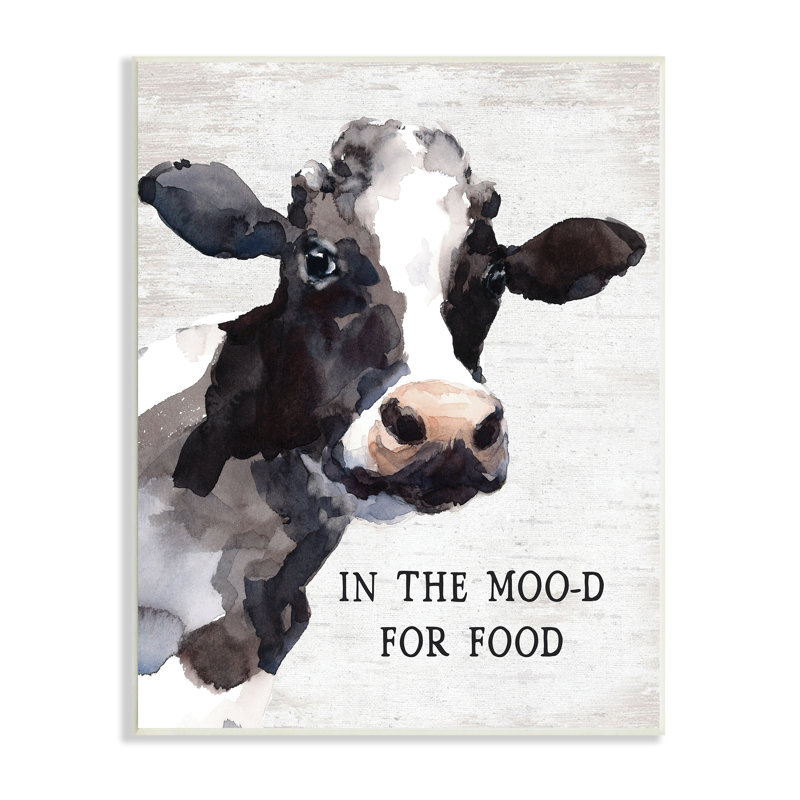 In The Moo-D For Food, H 15 po x l 10 po x P 0,5 po, Bois
