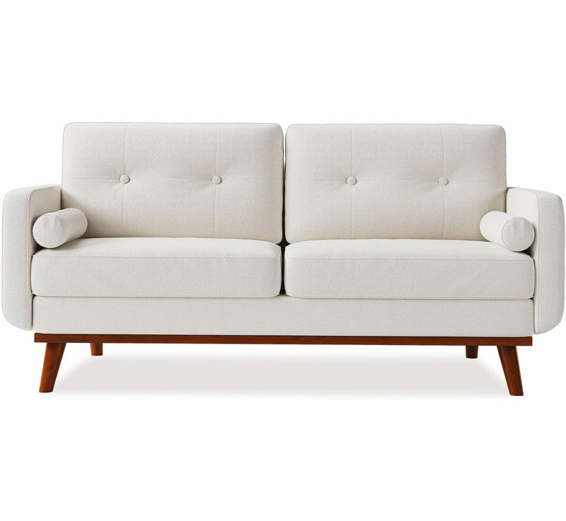Canapé capitonné 65 po, beige, rembourré moderne Mid-Century 65 po, Beige