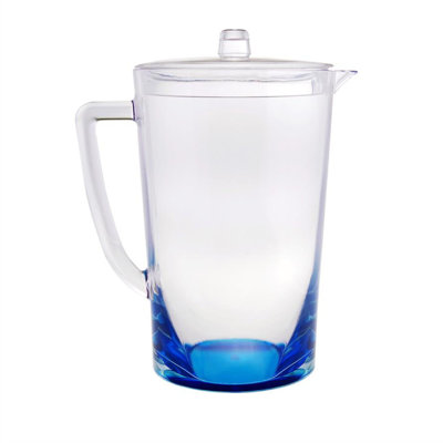 Set of Six Clear And Blue Acrylic Pitcher
