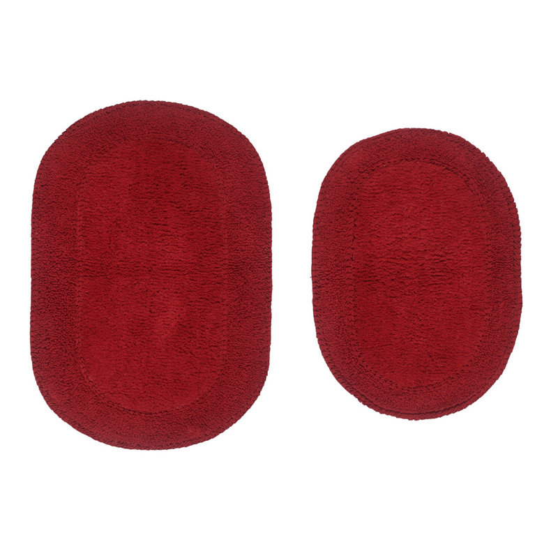 Ensemble de tapis pour salle de bain 100% coton Double Ruffle Collection (ensemble de 2), Rouge