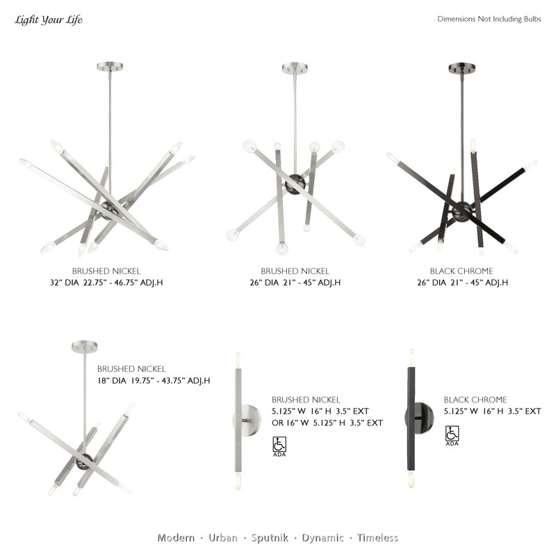 Monaco 8-Light Black Chrome Sputnik Chandelier