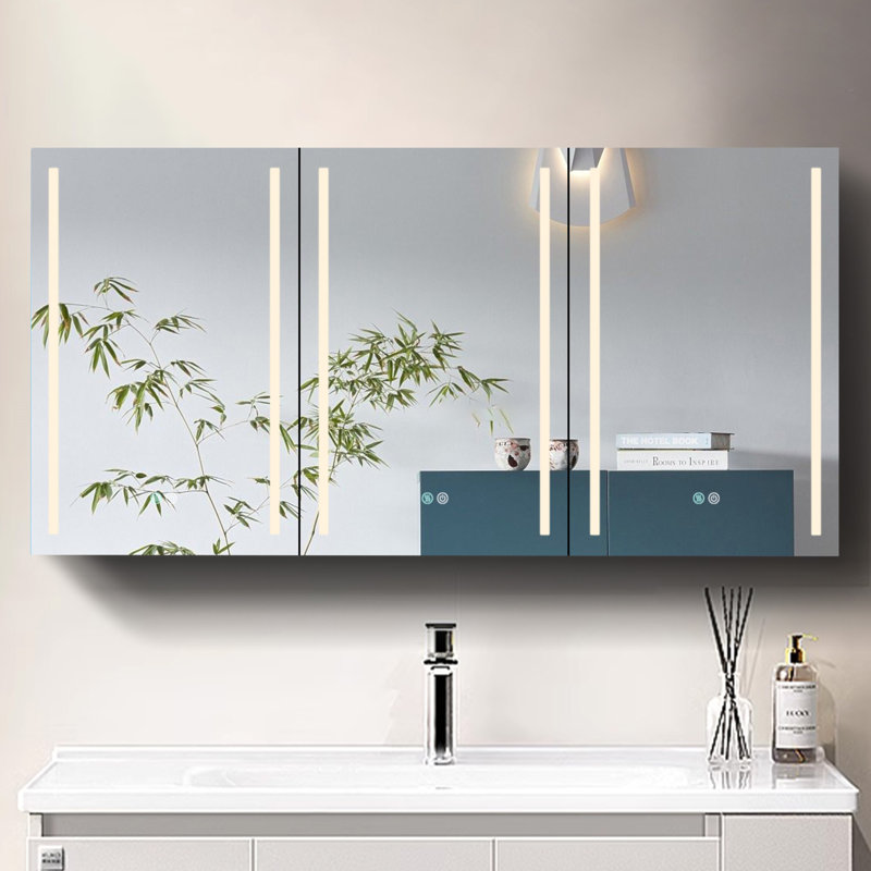 Armoire à pharmacie 60 pi x 30 po à DEL à double porte avec armoires à pharmacie pour salle de bain avec désembuage de miroir