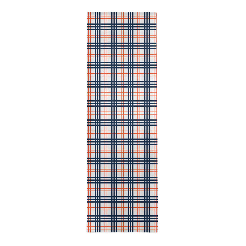 Tapis bleu / blanc à carreaux, Tapis de couloir 2 pi 6 po x 8 pi