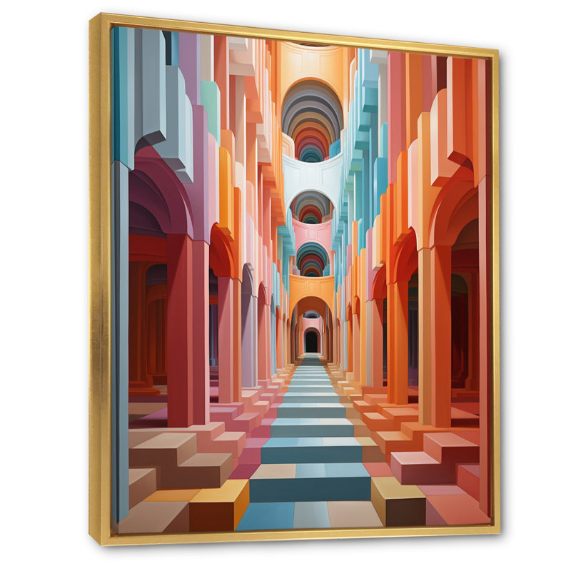 Illusion optique Op Art I - reproduction, Cadre flottant doré, H 32 po x l 24 po x P 1 po