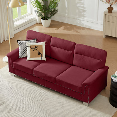 82-Inch Modern 3-Seater Sofa With Compressed Snowfleece Fabric For Living Room, Bedroom, And Office Use.