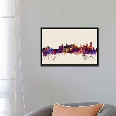 " Calgary, Canada On Beige " by Michael Tompsett