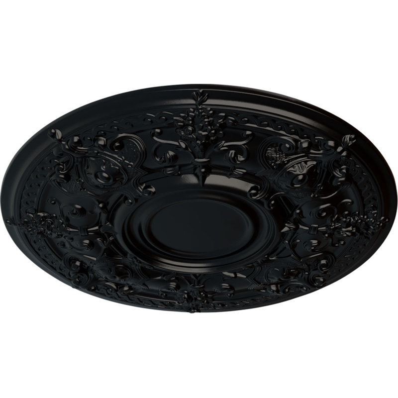 Médaillon de plafond H 28,13 po x l 28,13 po x P 1,75 po Oslo, Noir de jais