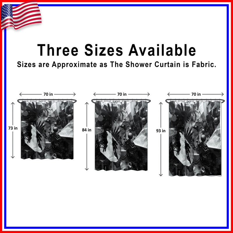 Monochrome Abstract Shapes Shower Curtains Extra Long, 70in W x 84in H