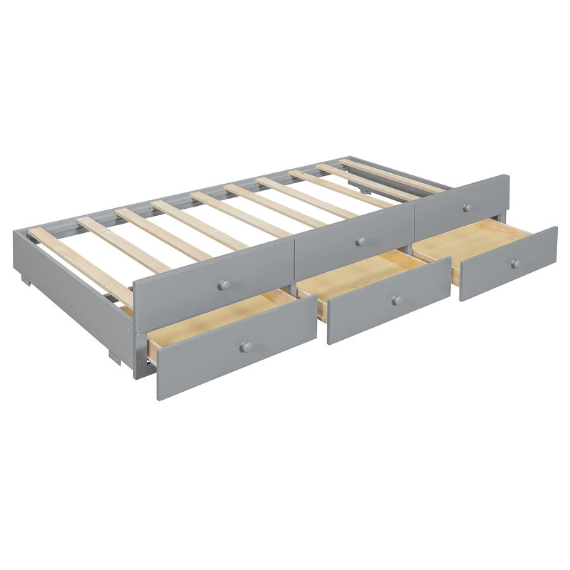 Full Size Daybed With Twin Size Trundle And Drawers, Full Size, Gray(OLD SKU: LP000341AAE), Gray