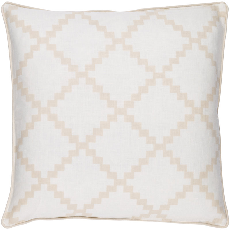 Housse et insert de coussin carré en lin, H 18 po x l 18 po, Beige, Inférieur