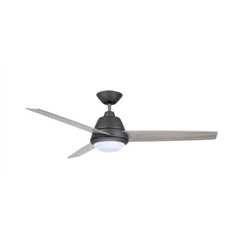 Ventilateur de plafond standard à DEL à 3 pales de 52 po avec commande murale et ensemble d'éclairage inclus, Graphite