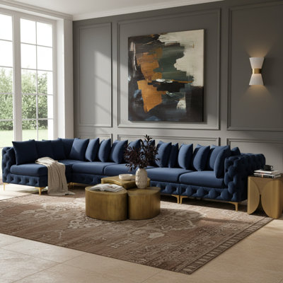 Canapé modulaire en velours réversible de 168 po de largeur