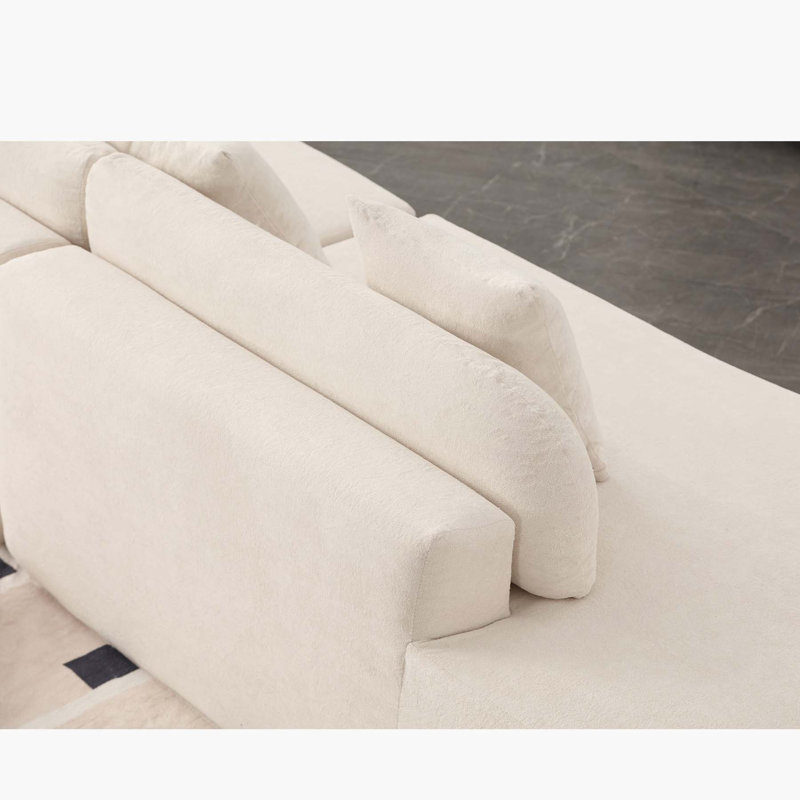 Canapé combiné incurvé moderne avec 3 coussins de 130,5 po Nova, Beige