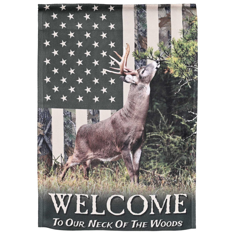 Drapeau, cerf, camouflage, bienvenue
