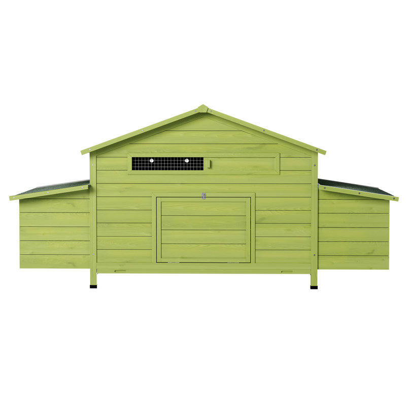 Cage à volaille de 11,12 pi, poulailler en bois avec 2 portes de gamme, nichoirs, housses pour pieds résistants et poulailler extérieur confortable, accès facile pour les poulets