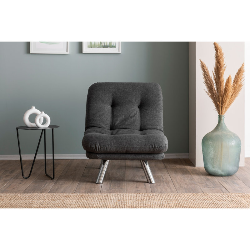 Élégant canapé-lit 1 place en tissu de lin gris foncé 28,0 po x 27,6 po x 15,7 po | Structure 100% métal, facile à nettoyer | Dossier multi-positions pour le lit, la détente et la position assise | Rembourrage en fibre de silicone 400 g / m², supportant jusqu'à 220 lb