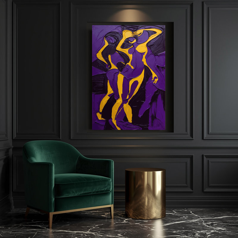 Abstrait art figuratif sur toile mauve 69, H 14 po x l 11 po