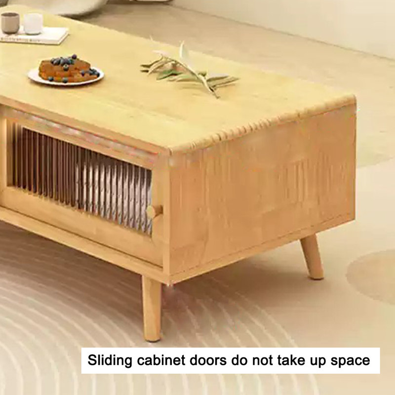 Heavy-Duty Coffee Table with Sliding Storage, 15.74" H x 39.37" L x 19.68" W