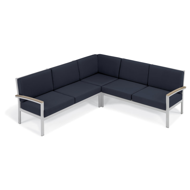 Travira Outdoor - Seat Patio Sectional, Midnight Blue, Vintage Tekwood