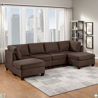 Living Room Furniture Armless Chair Linen Like Fabric 1Pc Cushion Armless Chair Wooden Legs by Latitude Run