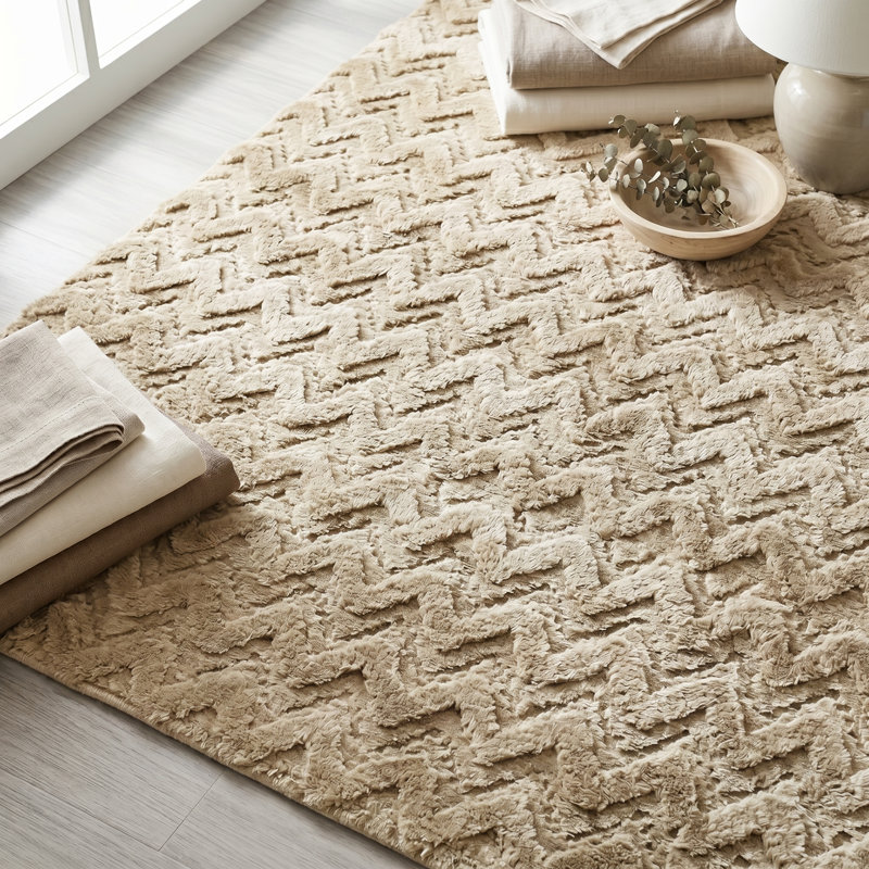 Tapis zigzag 8 pi x 10 pi, Tan