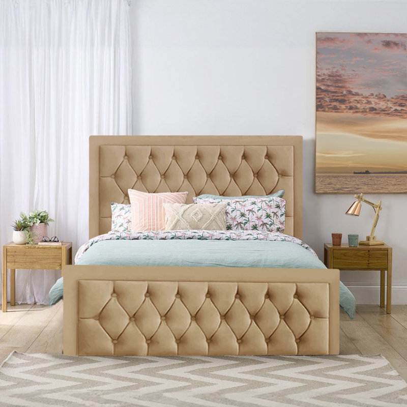 Lillias Upholstered Ottoman Storage Bed, 135 x 190 cm, Beige