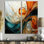 Orange et émeraude marbre marbre IV - art mural moderne orange