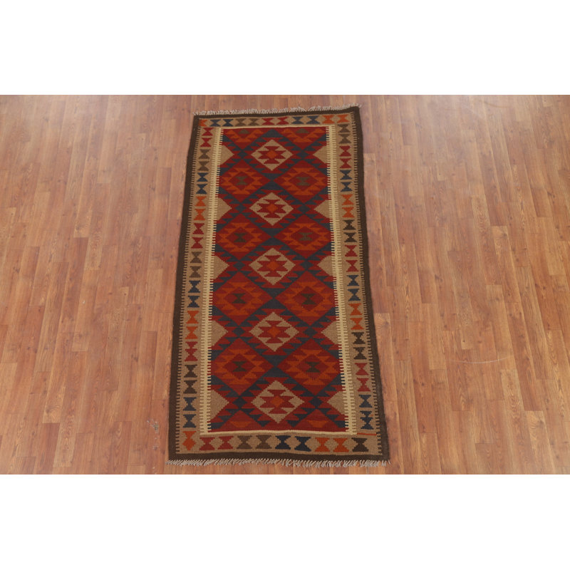 Kilim Reversible Wool Runner Rug 3x7