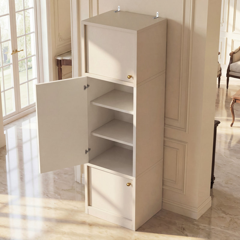 Garde-manger avec 3 portes et tablettes réglables, Blanc