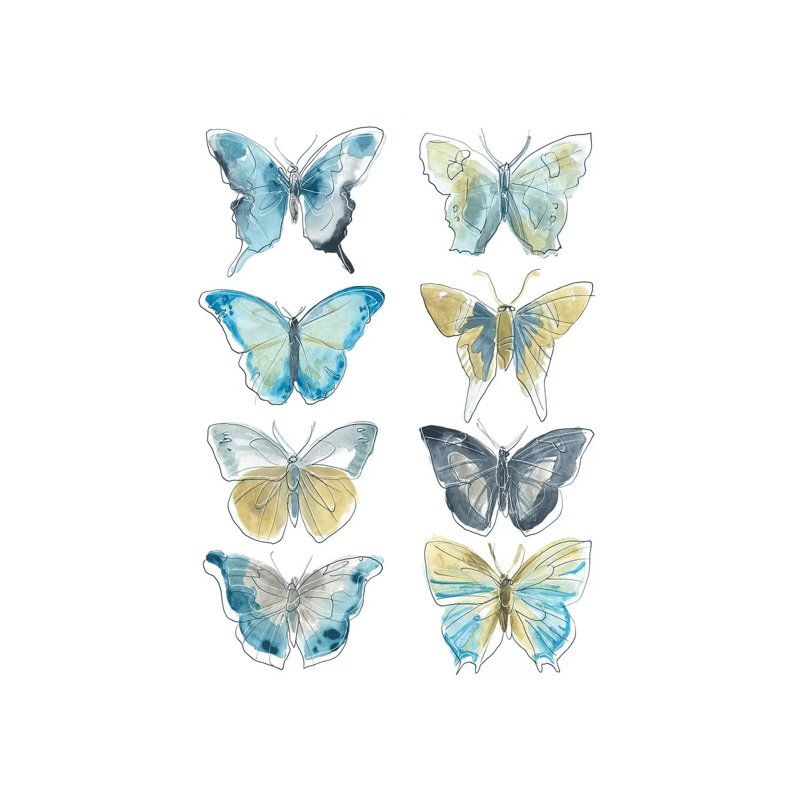Butterfly Blues II by June Erica Vess - Wrapped Canvas Painting, 20.32 cm H x 30.48 cm W