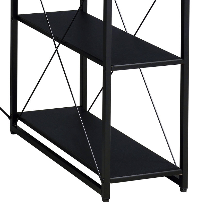 Bureau avec tablettes ouvertes et huche, Noir