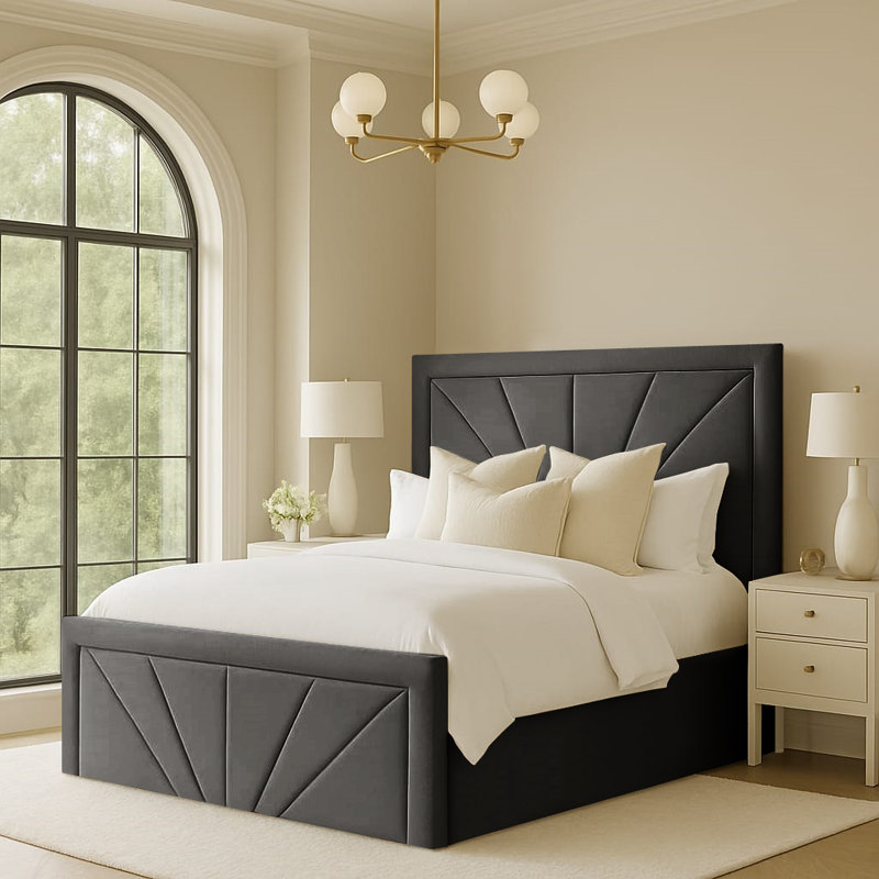 Upholstered Ottoman Storage Bed, Asphalt, Super King (6')