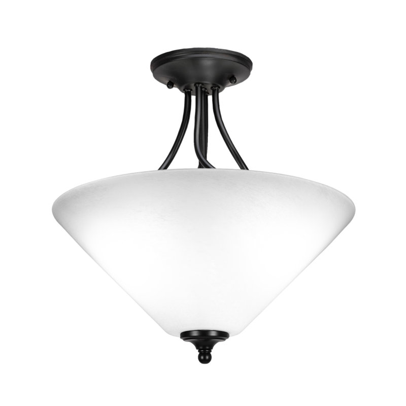 Ampoule semi-encastrée 3 lumières Capri au fini noir mat avec verre en marbre blanc de 16 po