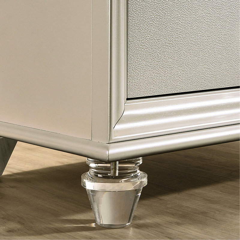 Armoire de chevet moderne avec 2 tiroirs et pieds en acrylique blanc perle