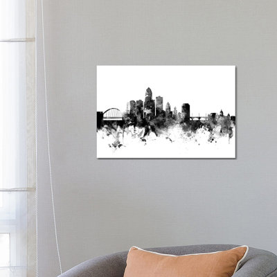 Des Moines, Iowa In Black & White by Michael Tompsett - 1 Piece Wrapped Canvas Wall Art