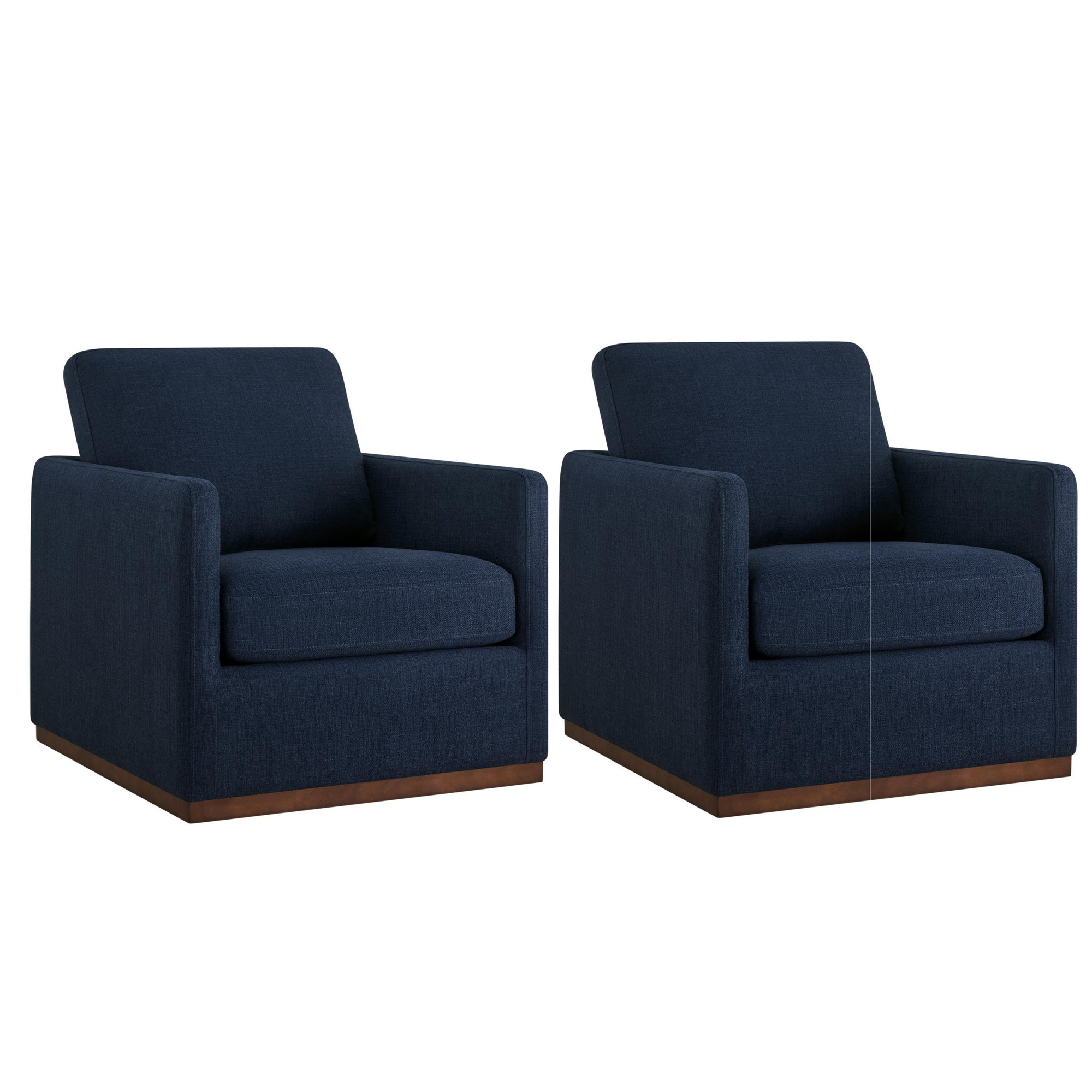 Bobbi Upholstered Swivel Armchair (Set of 2), Flannigan Midnight Performance Weave