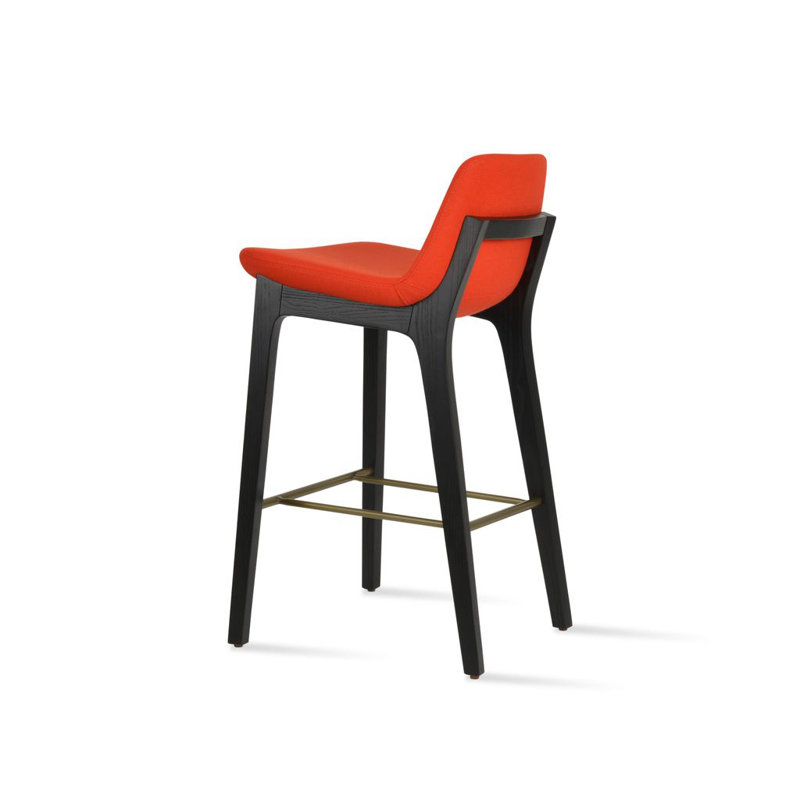 Pera HB Wood Counter, Bar Stool (29" Seat Height), Orange Camira Wool