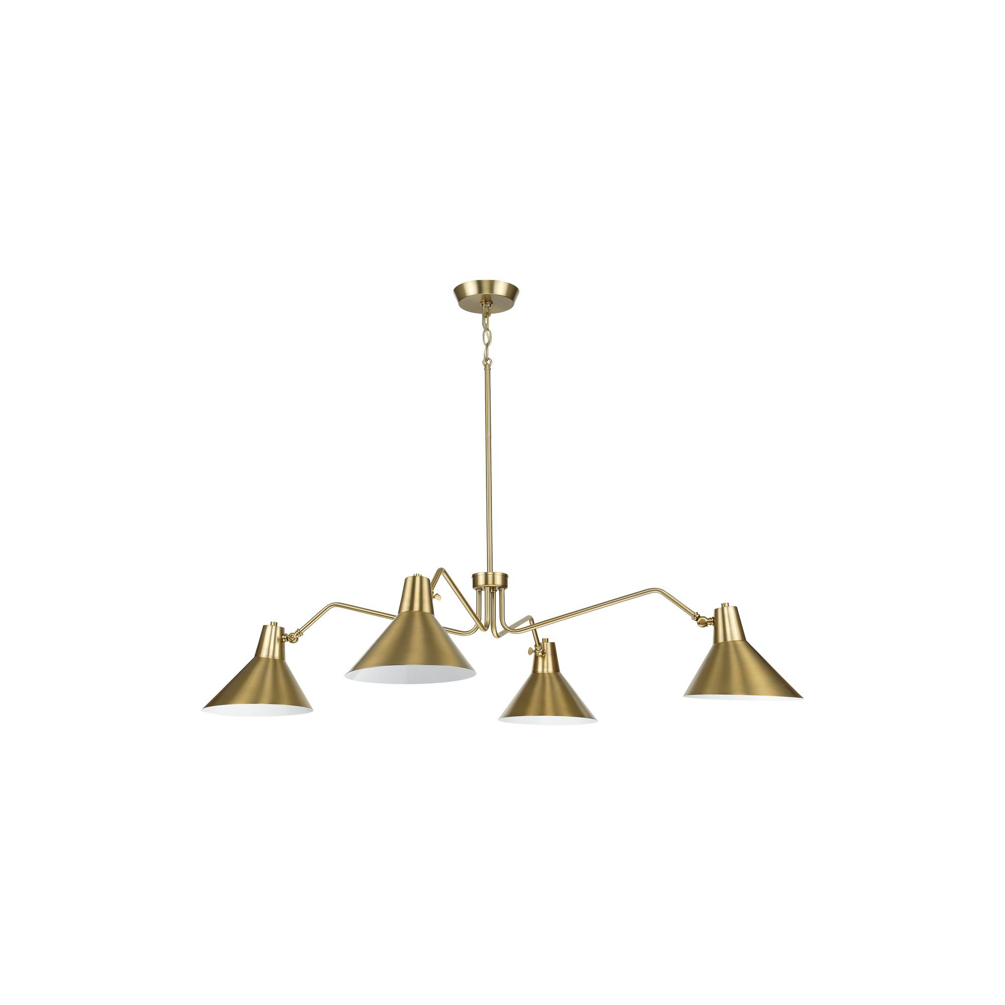4 - Light Metal Dimmable Chandelier, Gold, Brushed Bronze