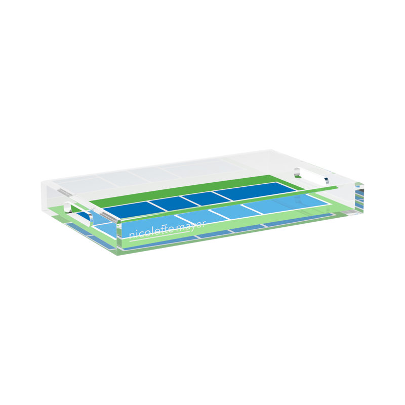 Decorative Tray, 2" H x 17" W x 10.5" D, Blue/Green