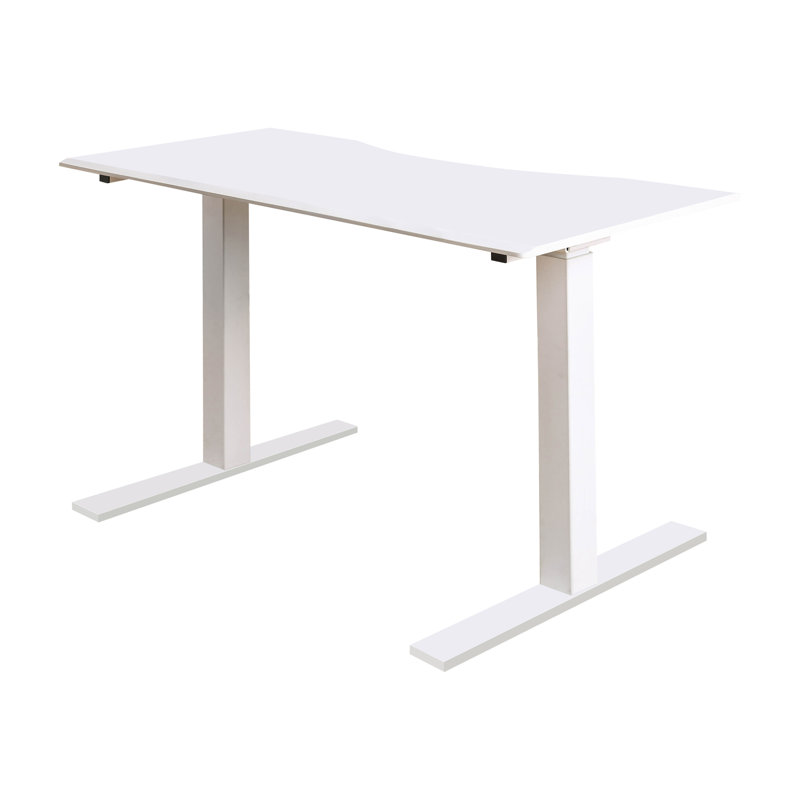 Veyron Adjustable Standing Desk with Power Outlet, White, 29.38" H x 47.25" W x 27.5" D