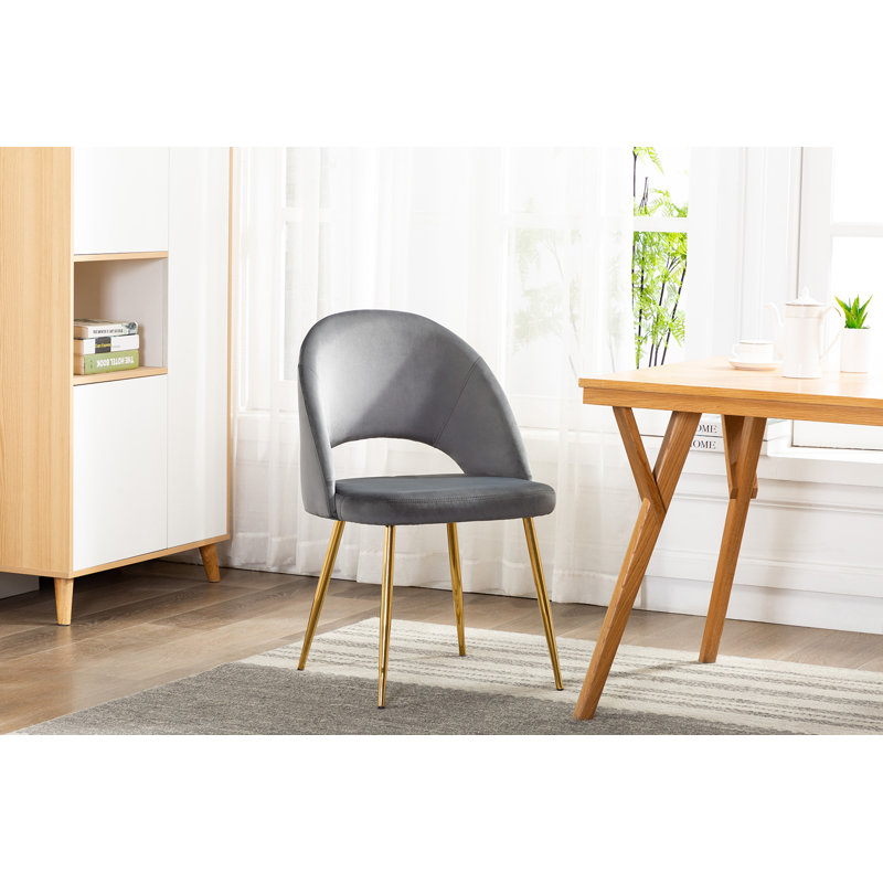 Liara 18.11'' H Velvet Upholstered Side Chair, Gray, 1