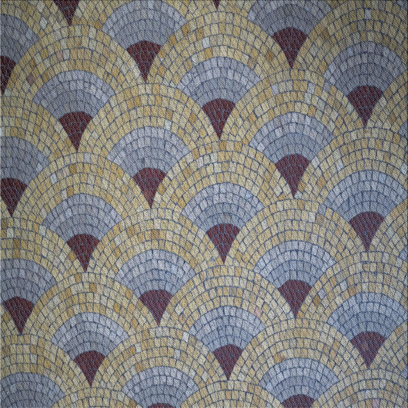 Tapis bleu marine/gris marine à motifs, Carré 7 pi