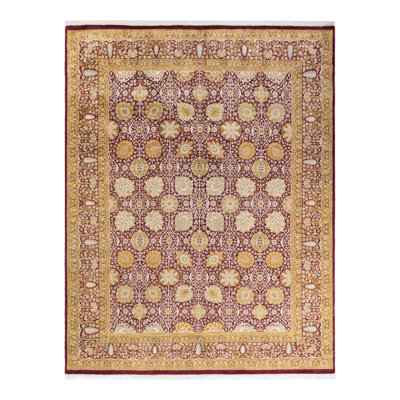 Tapis mauve en laine noué à la main 7 pi 10 po x 10 pi 3 po